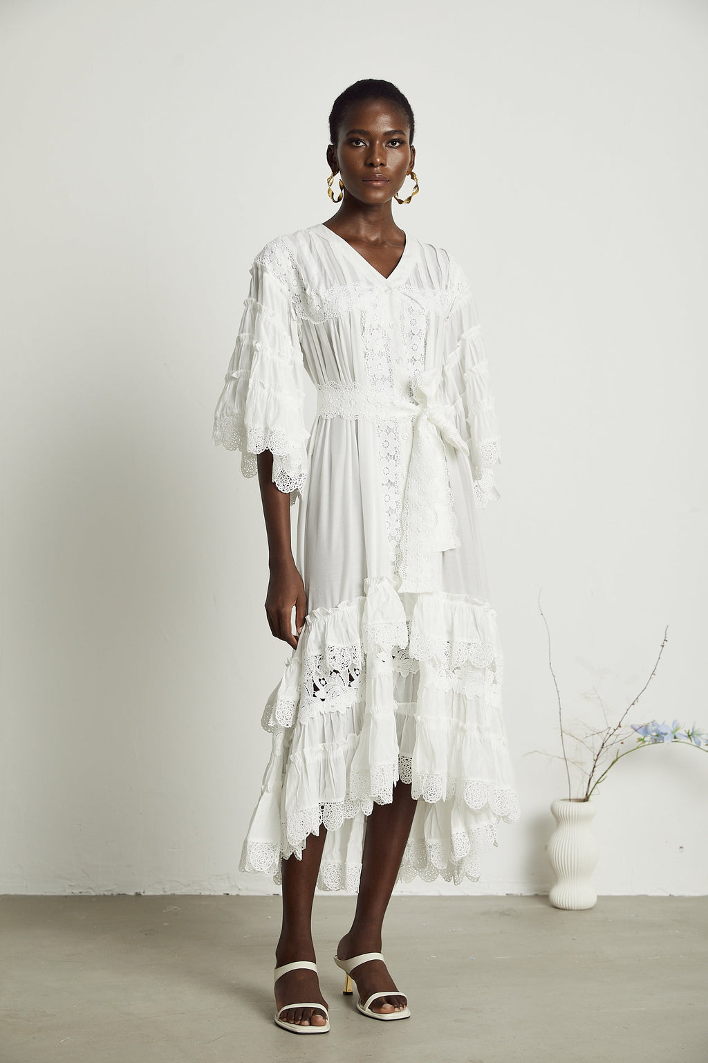 Thérèse dantel midi elbise