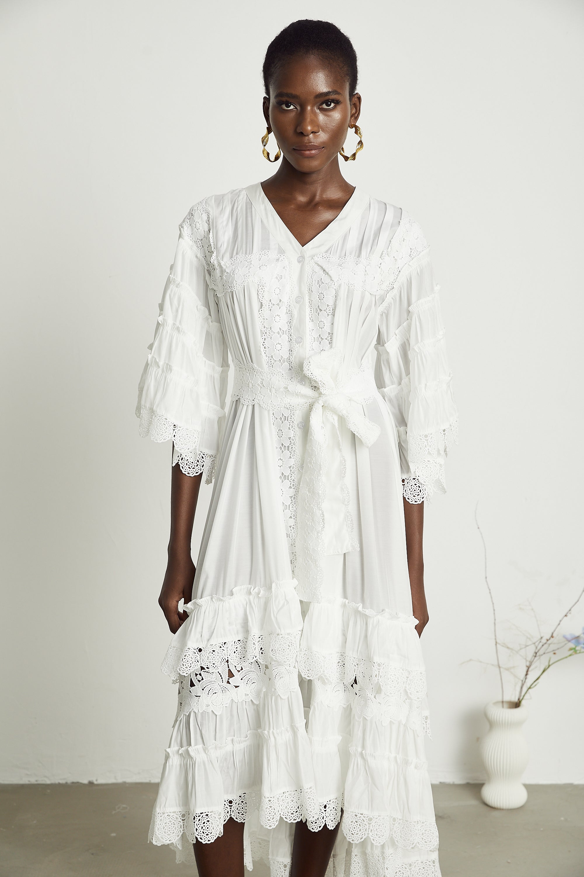 Thérèse dantel midi elbise