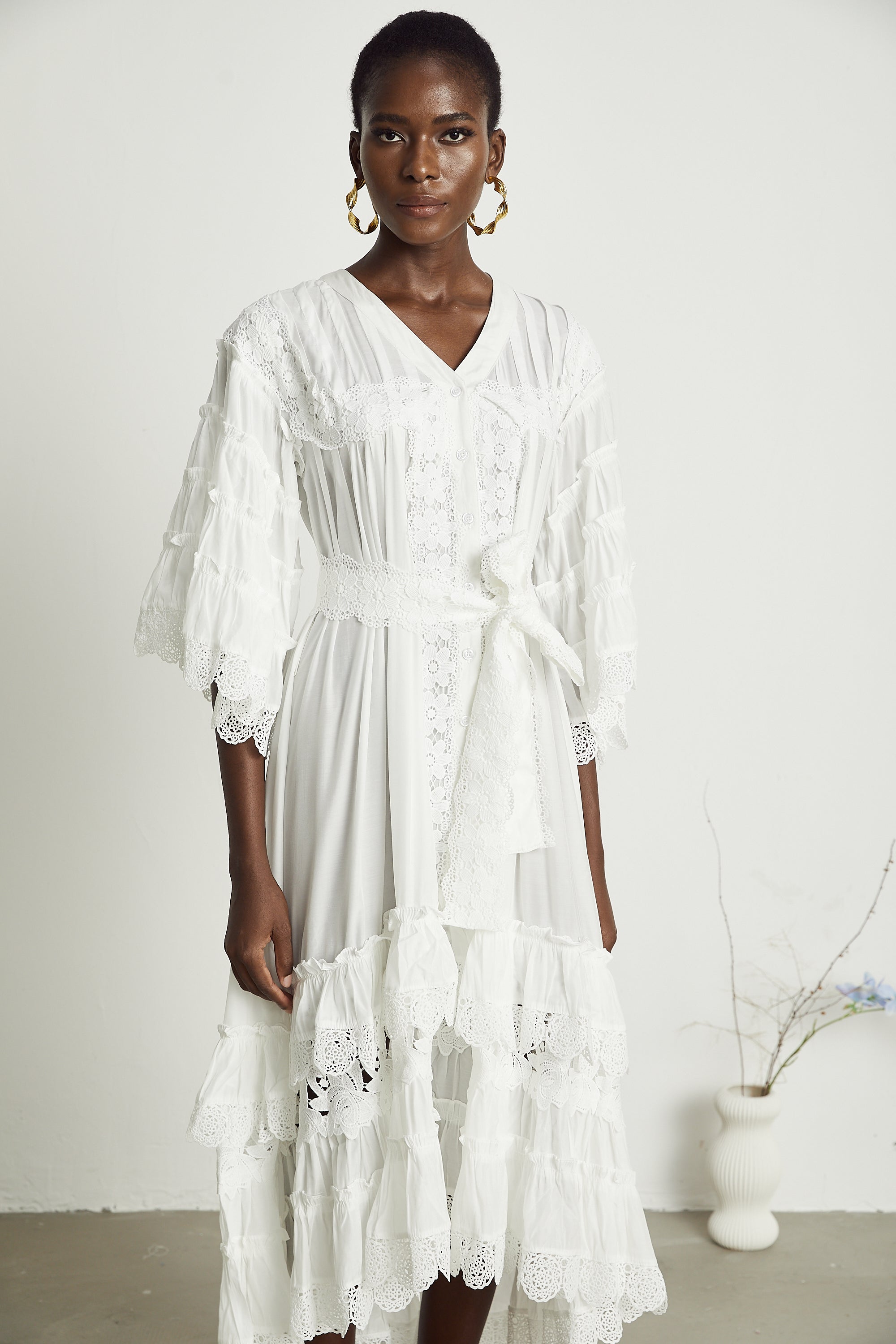 Thérèse dantel midi elbise