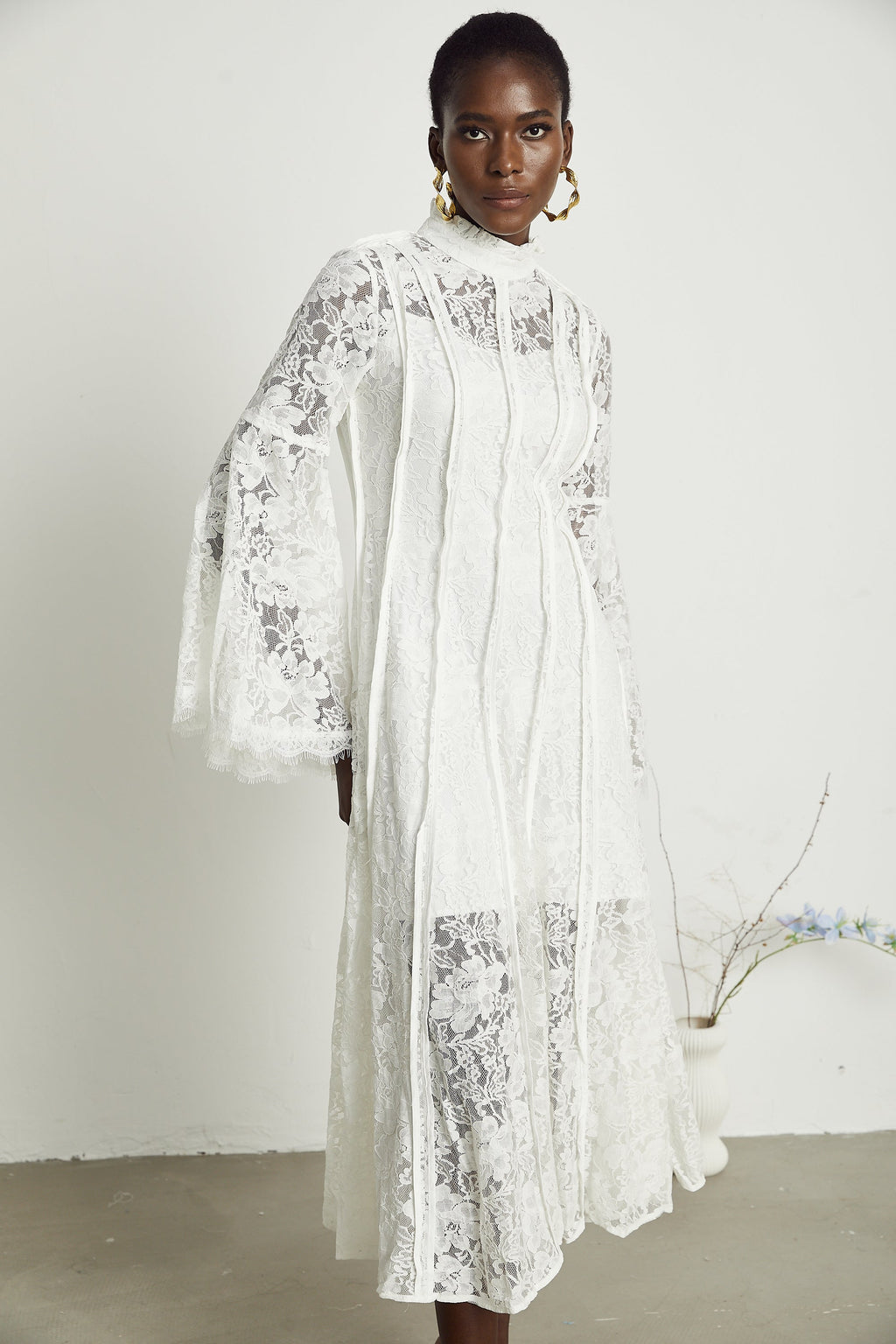 Céline dantel maksi elbise