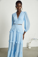 Juno fırfır maksi elbise