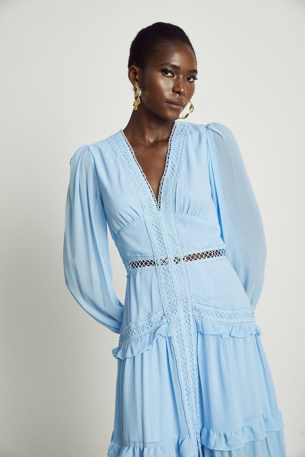 Juno fırfır maksi elbise