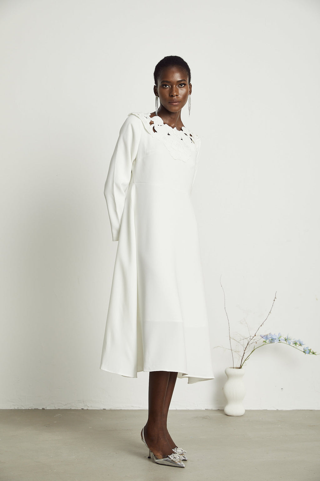 Coline çiçek midi elbise