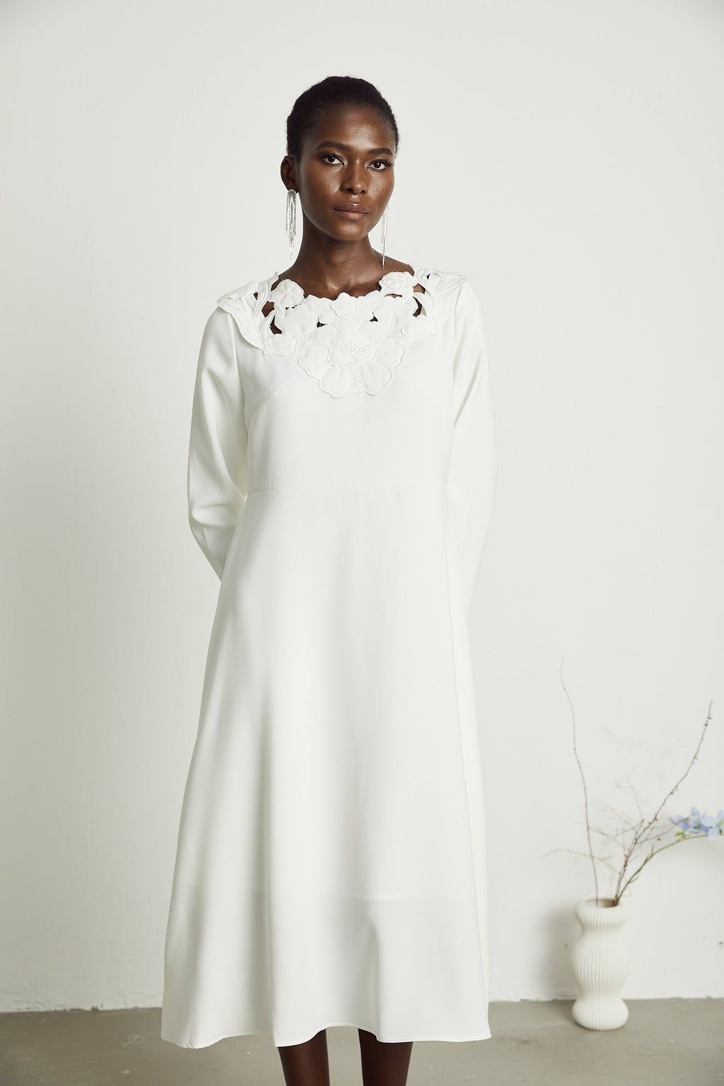 Coline çiçek midi elbise