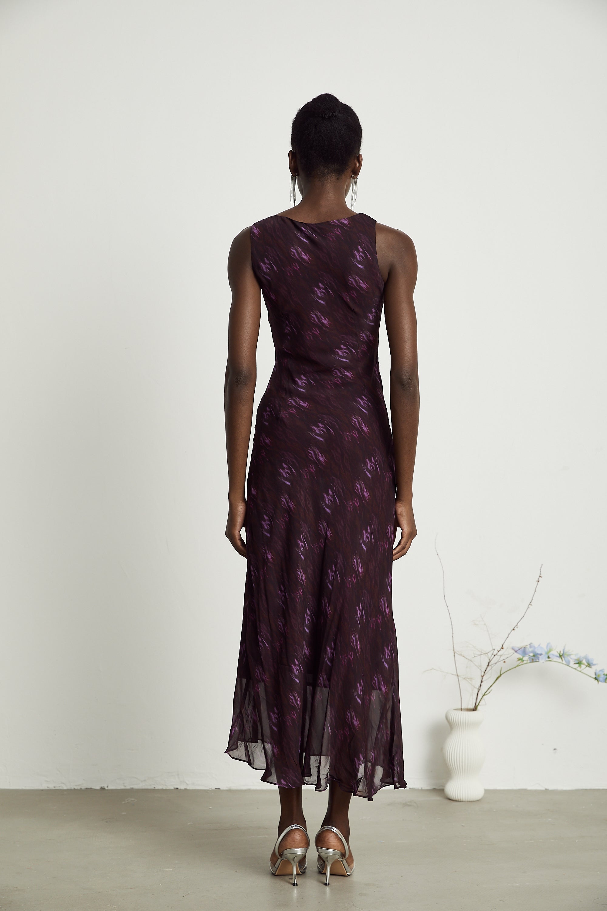 Sandrine desenli midi elbise