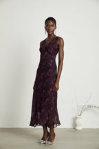 Sandrine desenli midi elbise