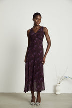 Sandrine desenli midi elbise