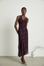 Sandrine desenli midi elbise