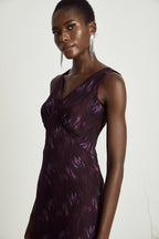 Sandrine desenli midi elbise