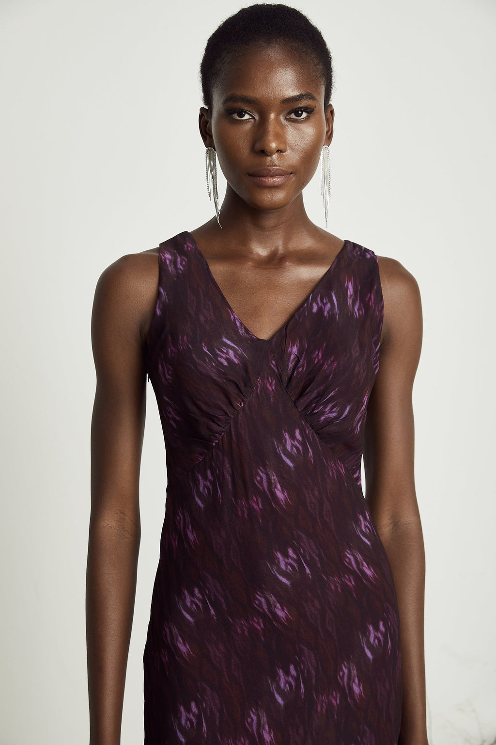 Sandrine desenli midi elbise