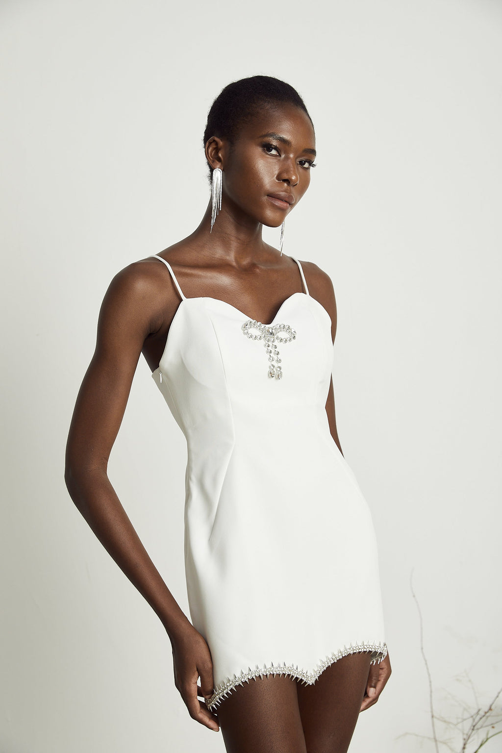 Stéphanie fiyonklu mini elbise