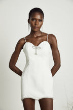 Stéphanie fiyonklu mini elbise