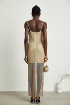 Delphine kristal midi elbise