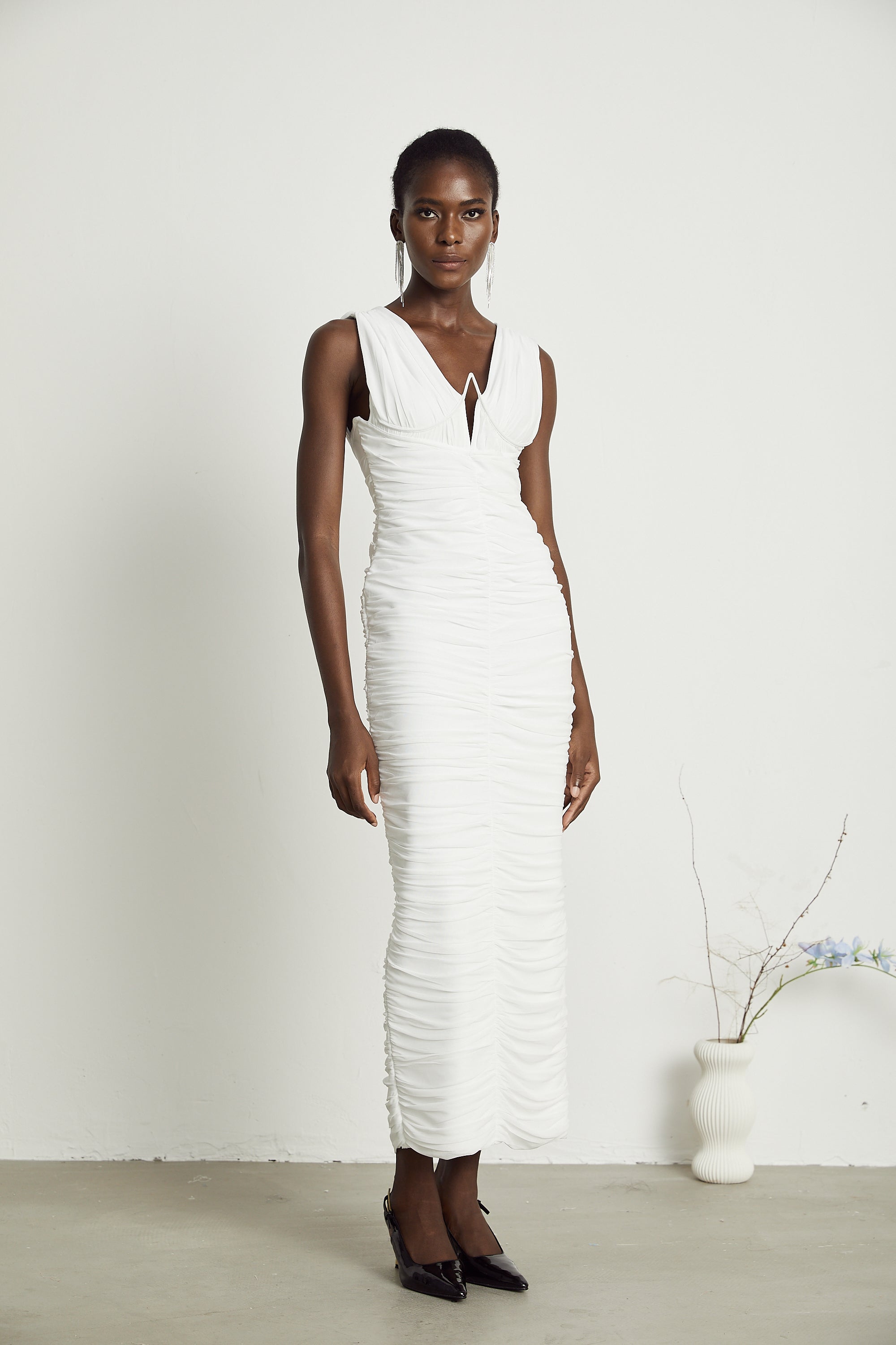 Liane pile midi elbise