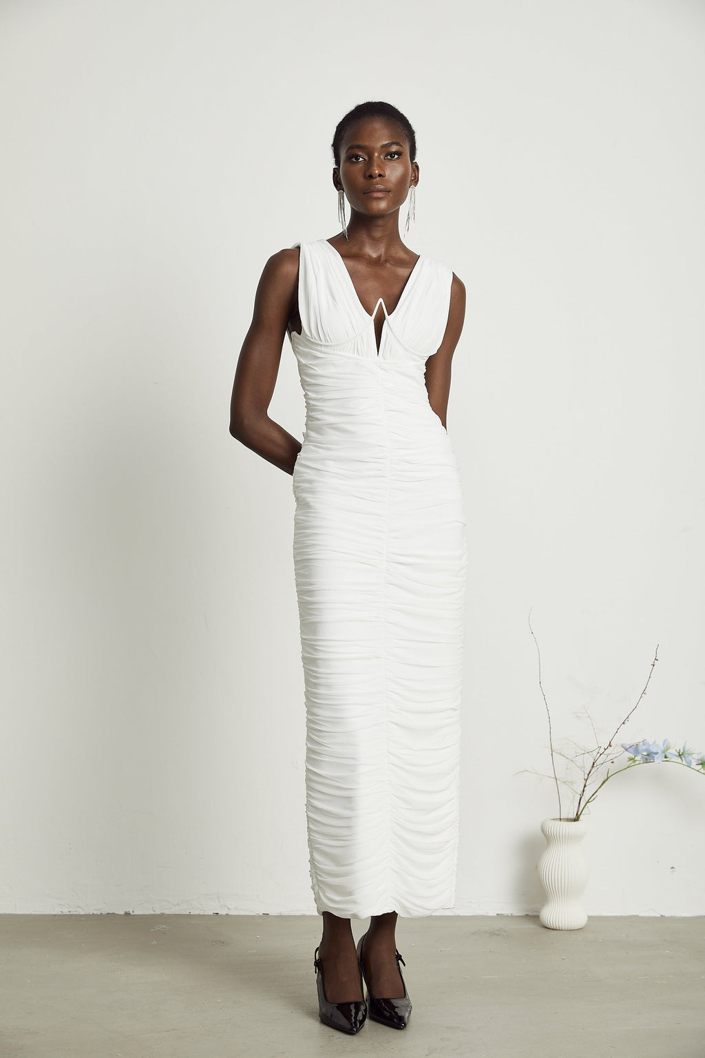 Liane pile midi elbise