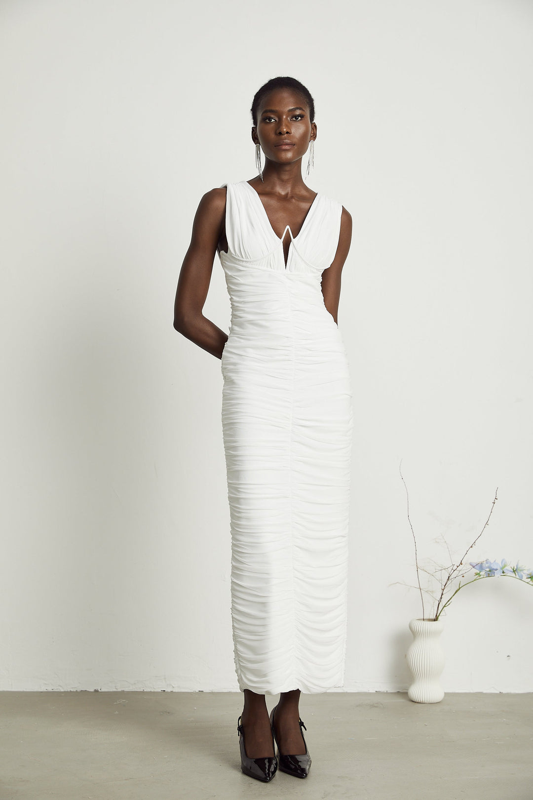 Liane pile midi elbise