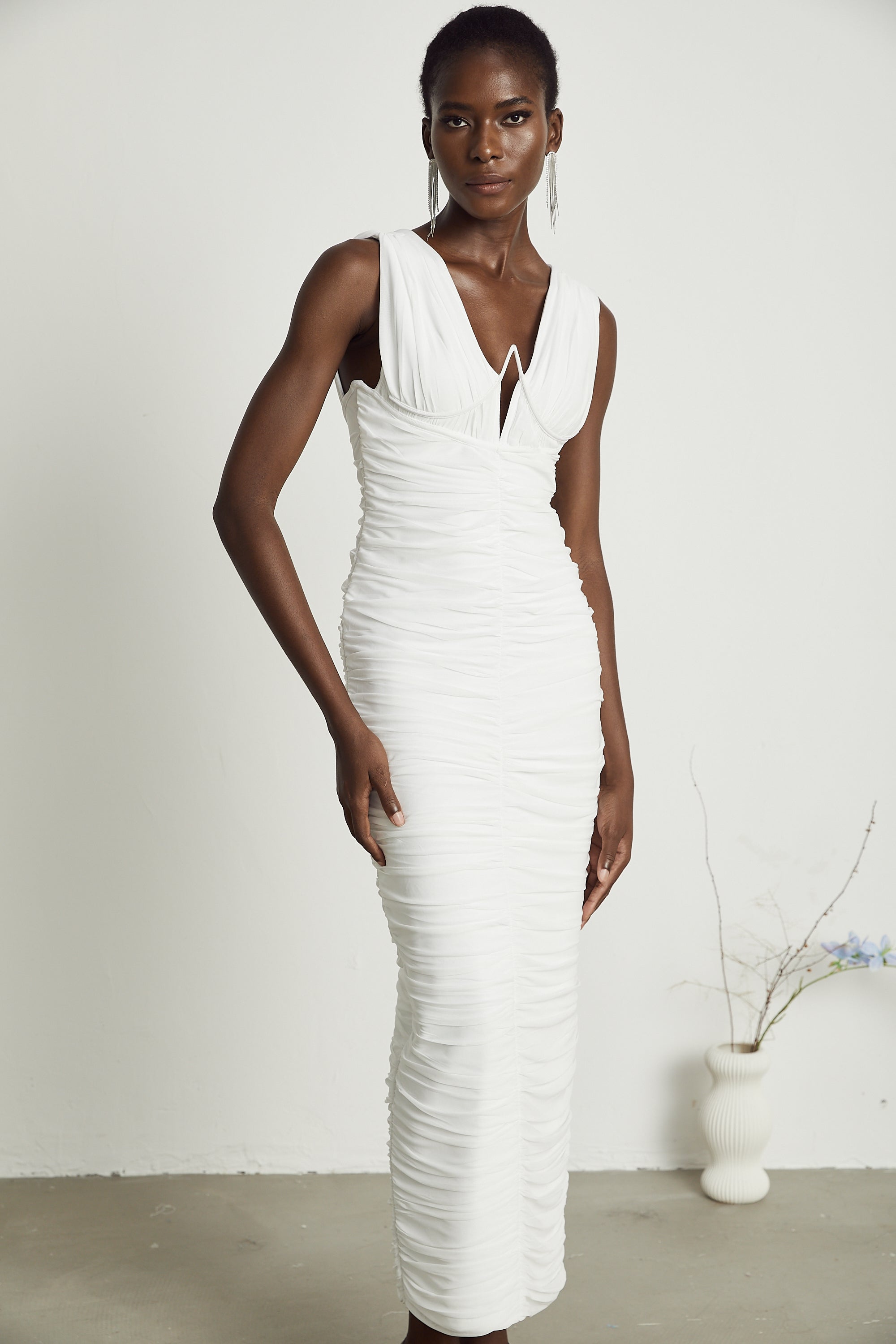 Liane pile midi elbise