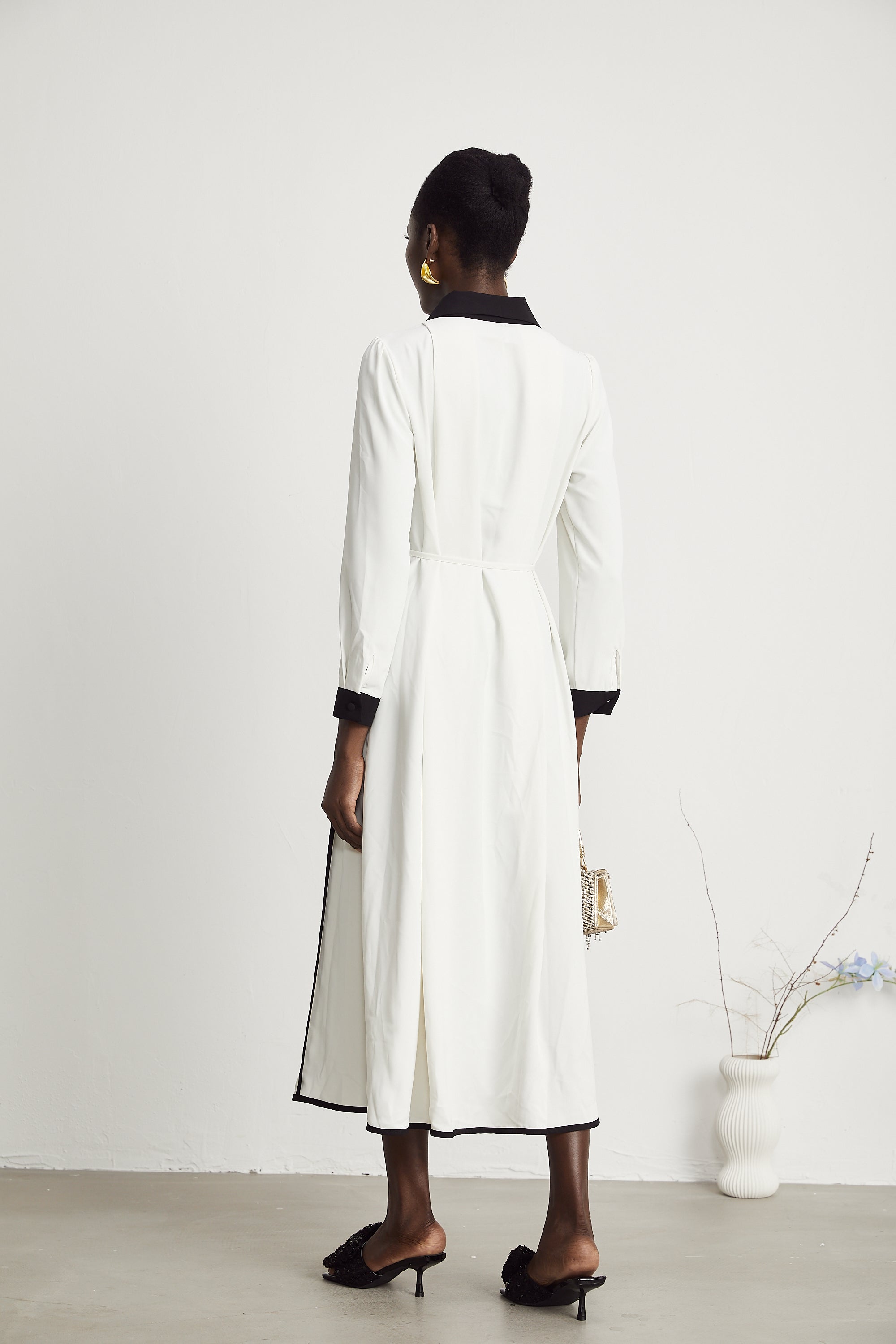 Elinor kontrast midi elbise