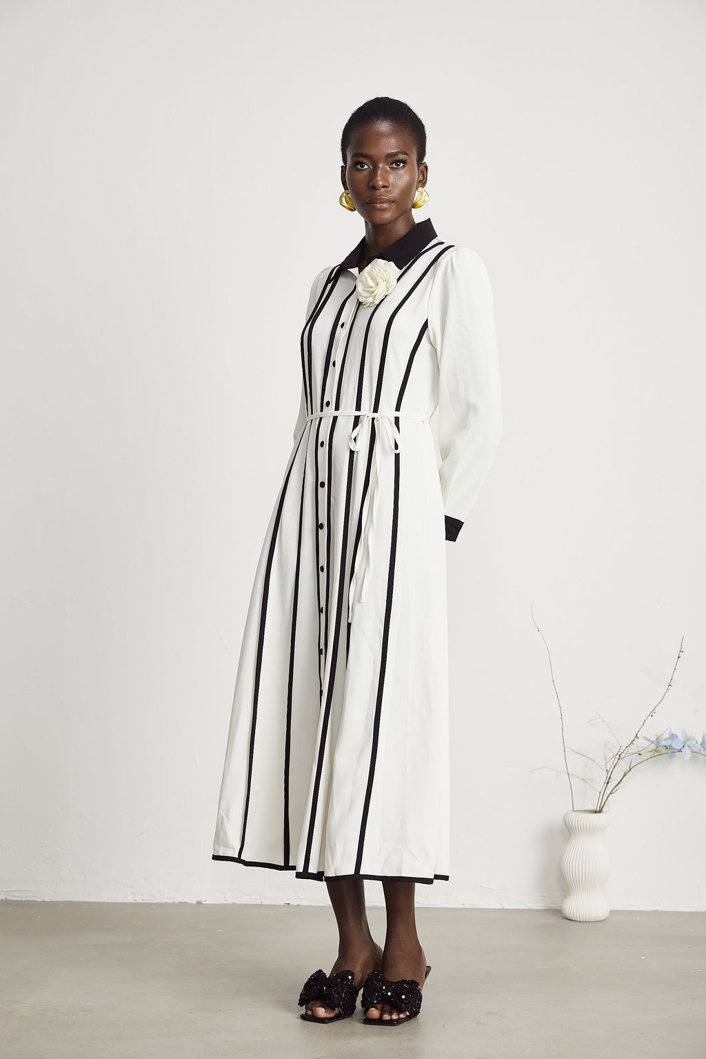 Elinor kontrast midi elbise