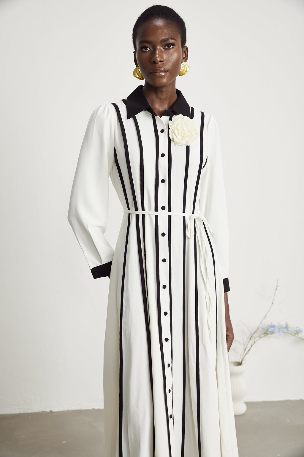 Elinor kontrast midi elbise