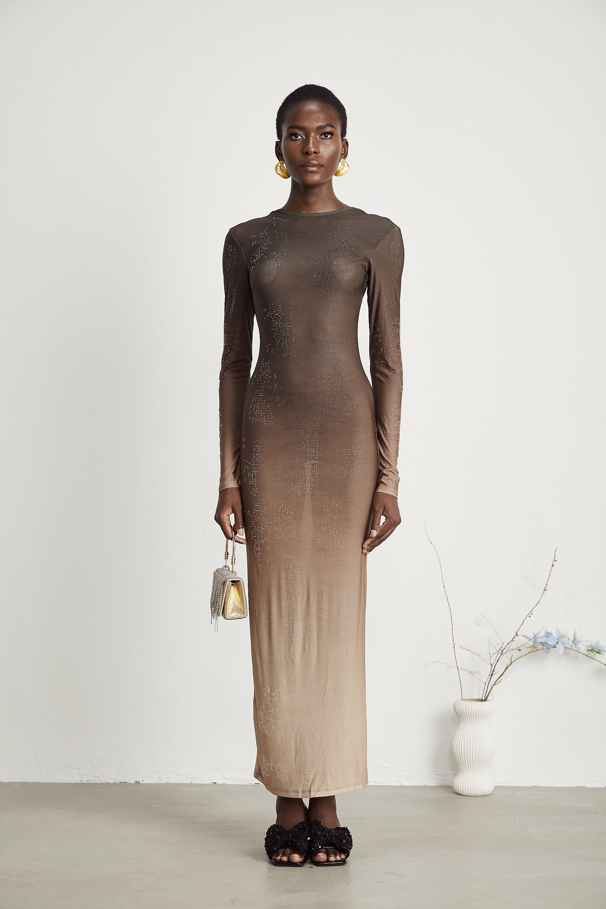 Capucine kristal maksi elbise