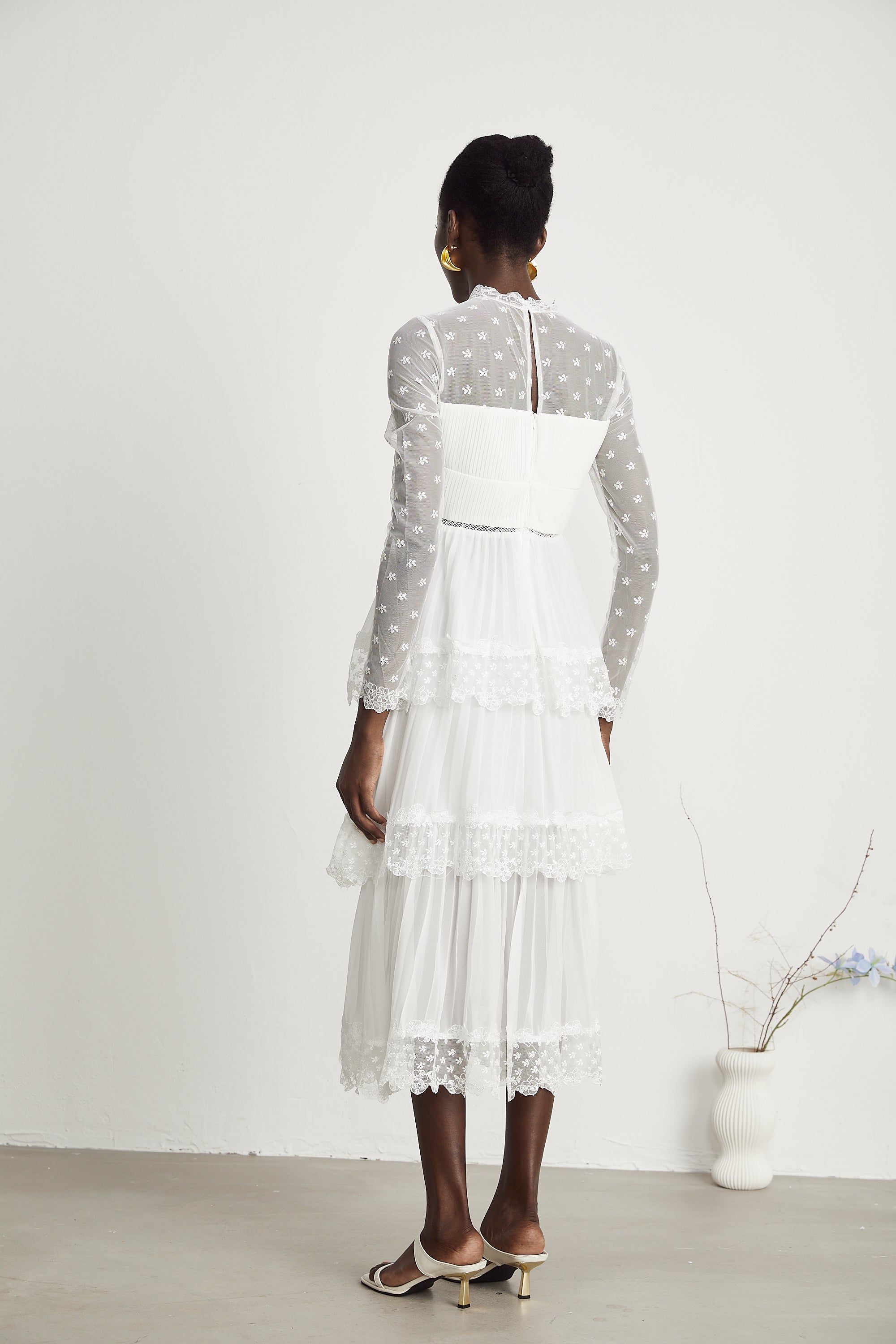 Odette dantel midi elbise