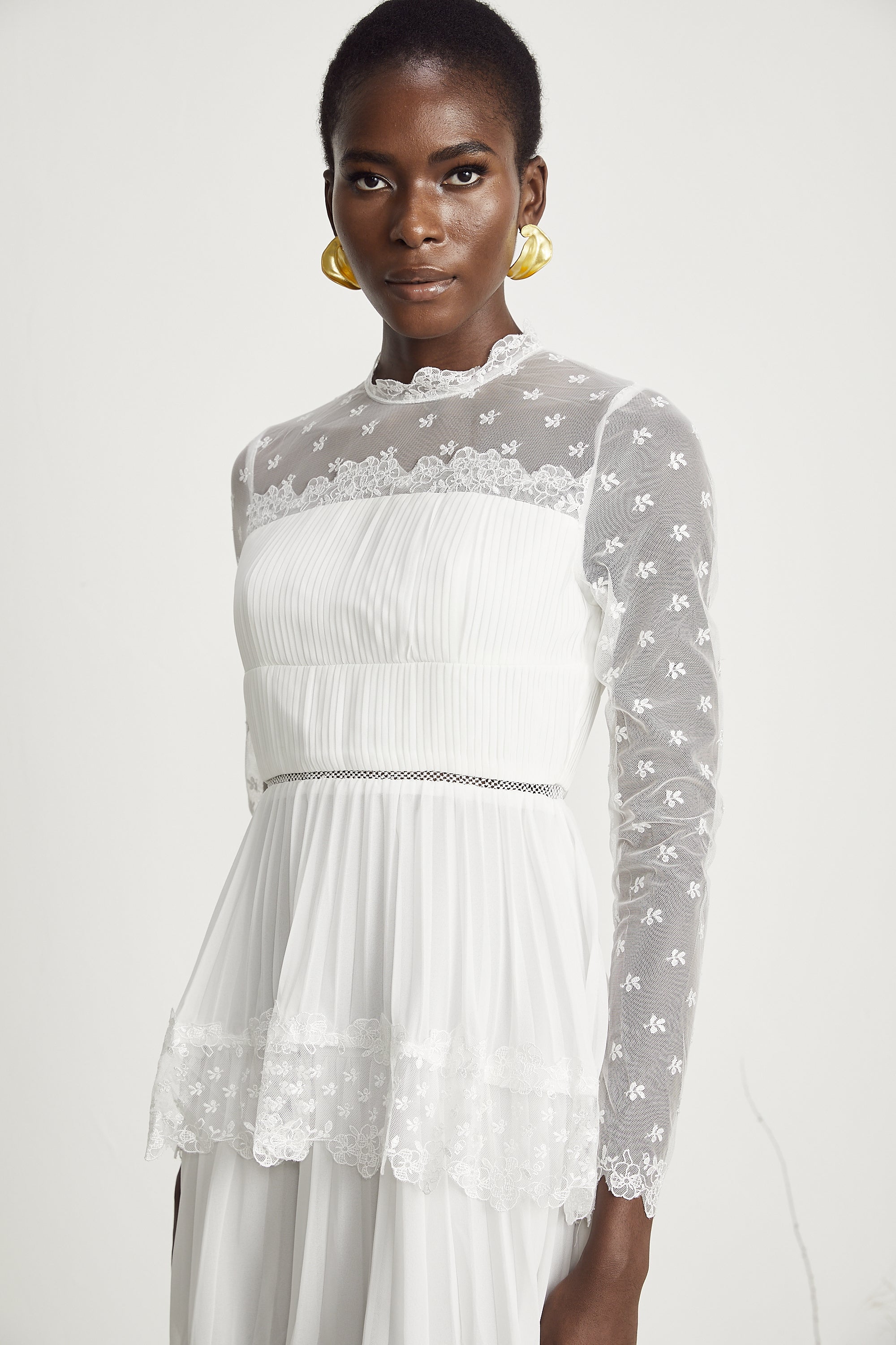 Odette dantel midi elbise