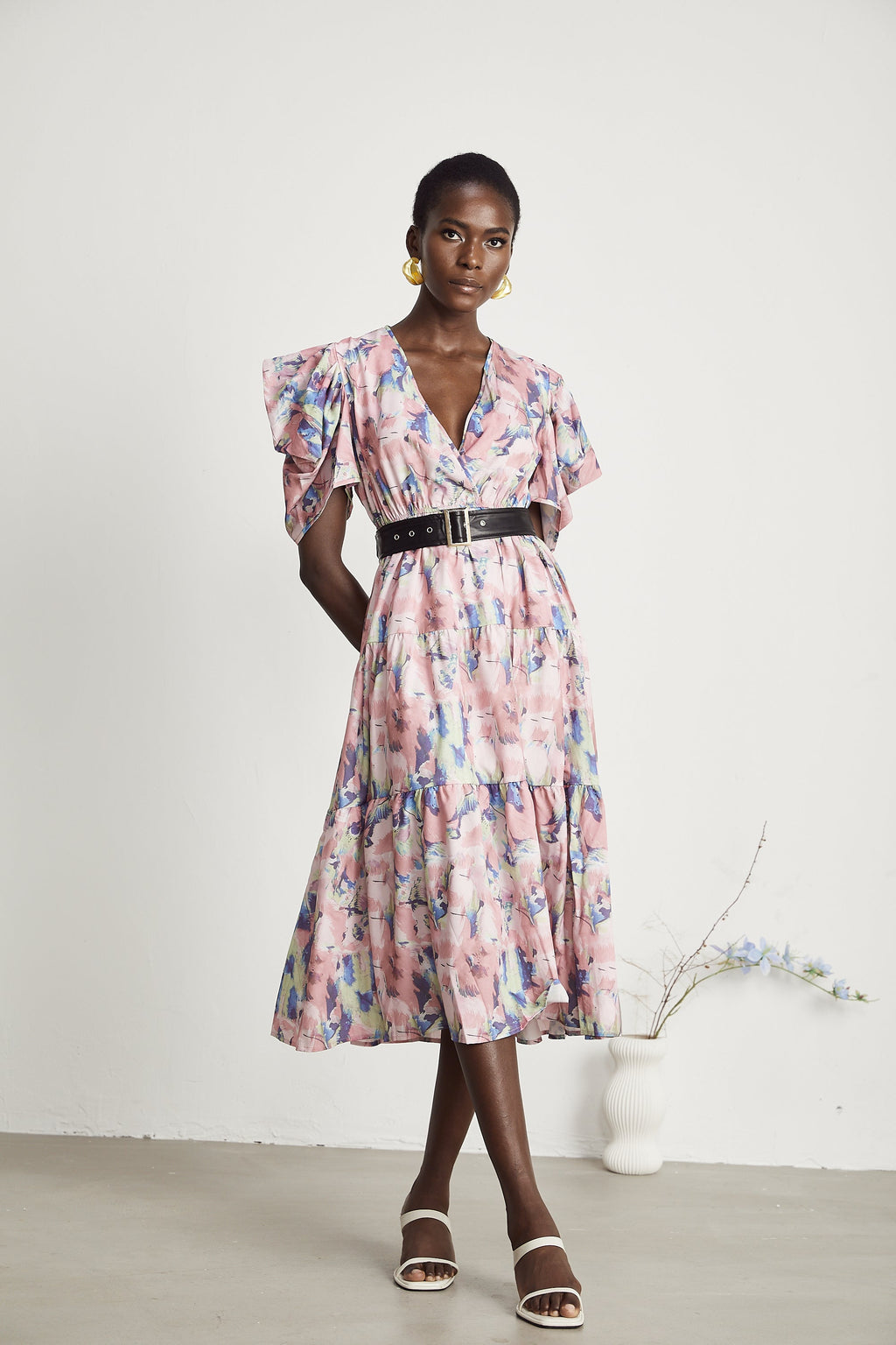 Naia desen midi elbise