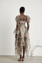 Victoire çiçek midi elbise