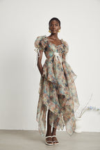 Victoire çiçek midi elbise