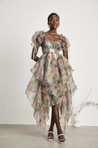 Victoire çiçek midi elbise