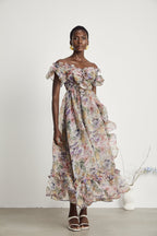 Margaux fırfır midi elbise