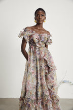 Margaux fırfır midi elbise