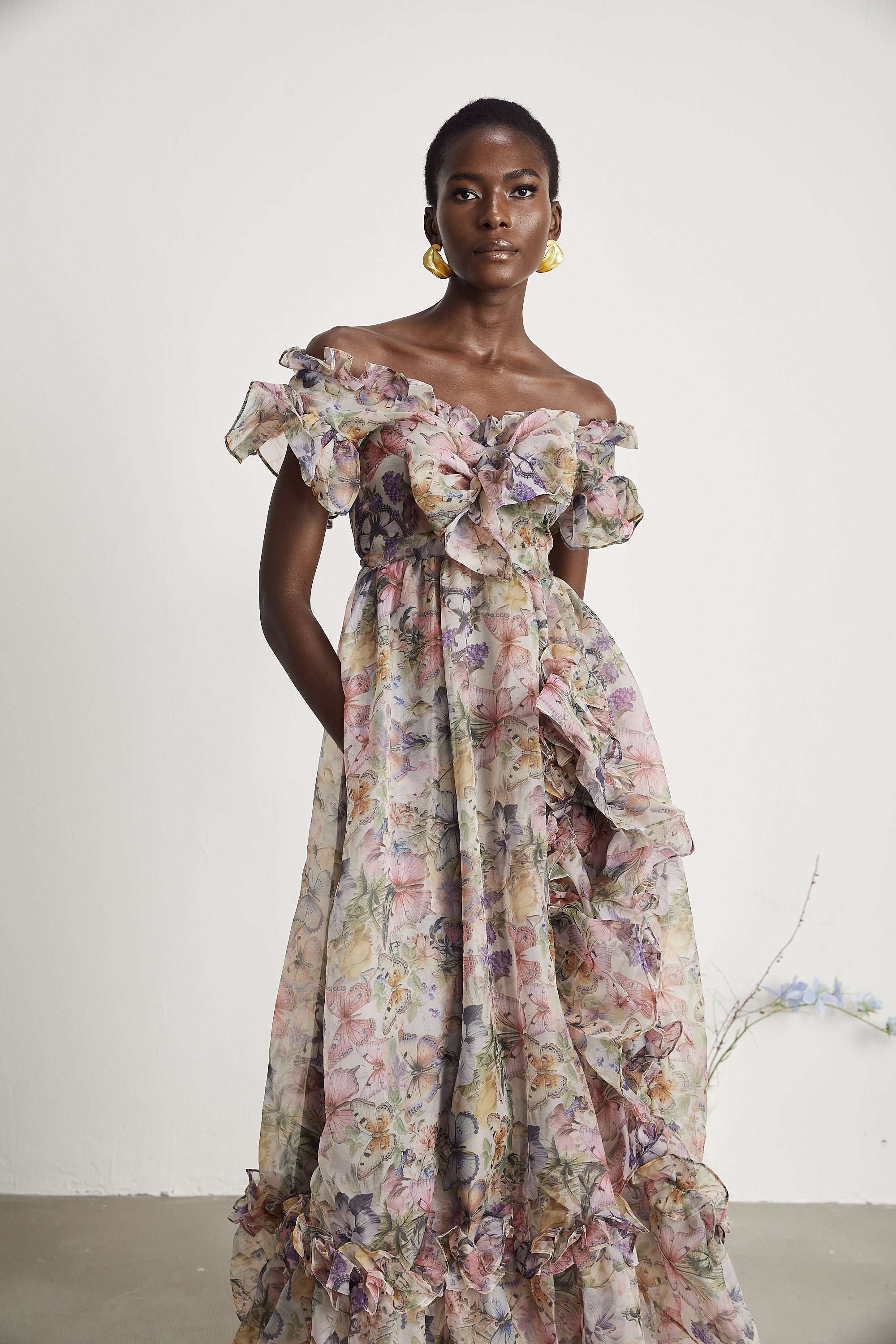 Margaux fırfır midi elbise