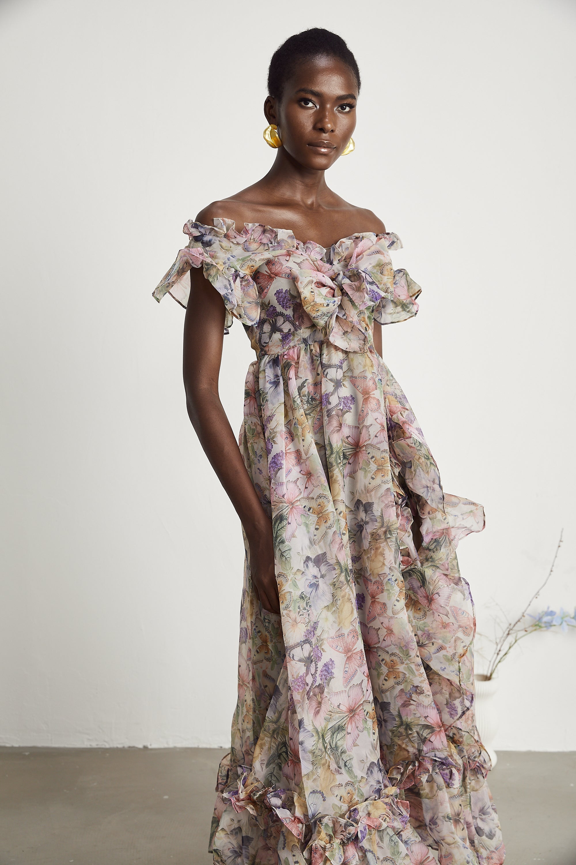 Margaux fırfır midi elbise