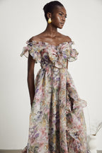 Margaux fırfır midi elbise