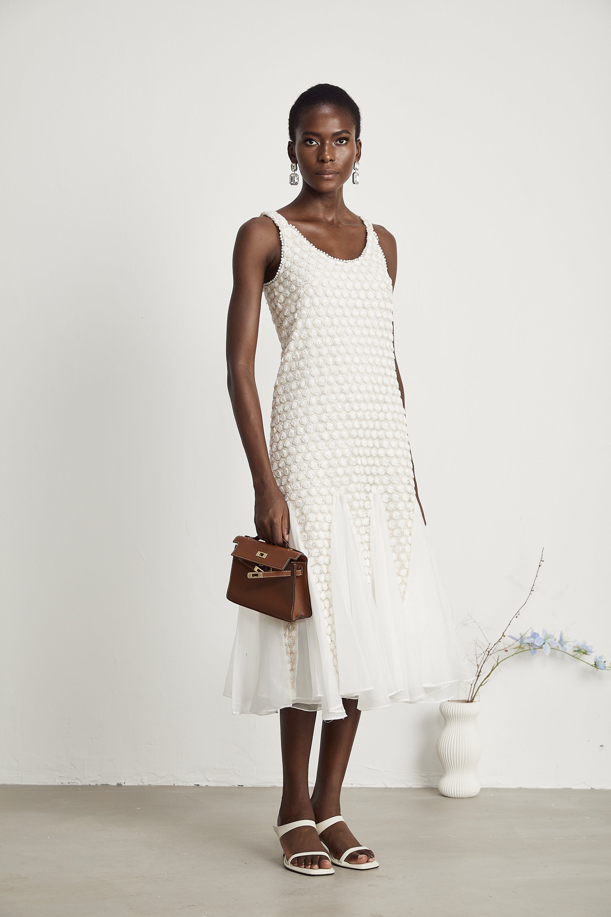 Isabeau tül midi elbise