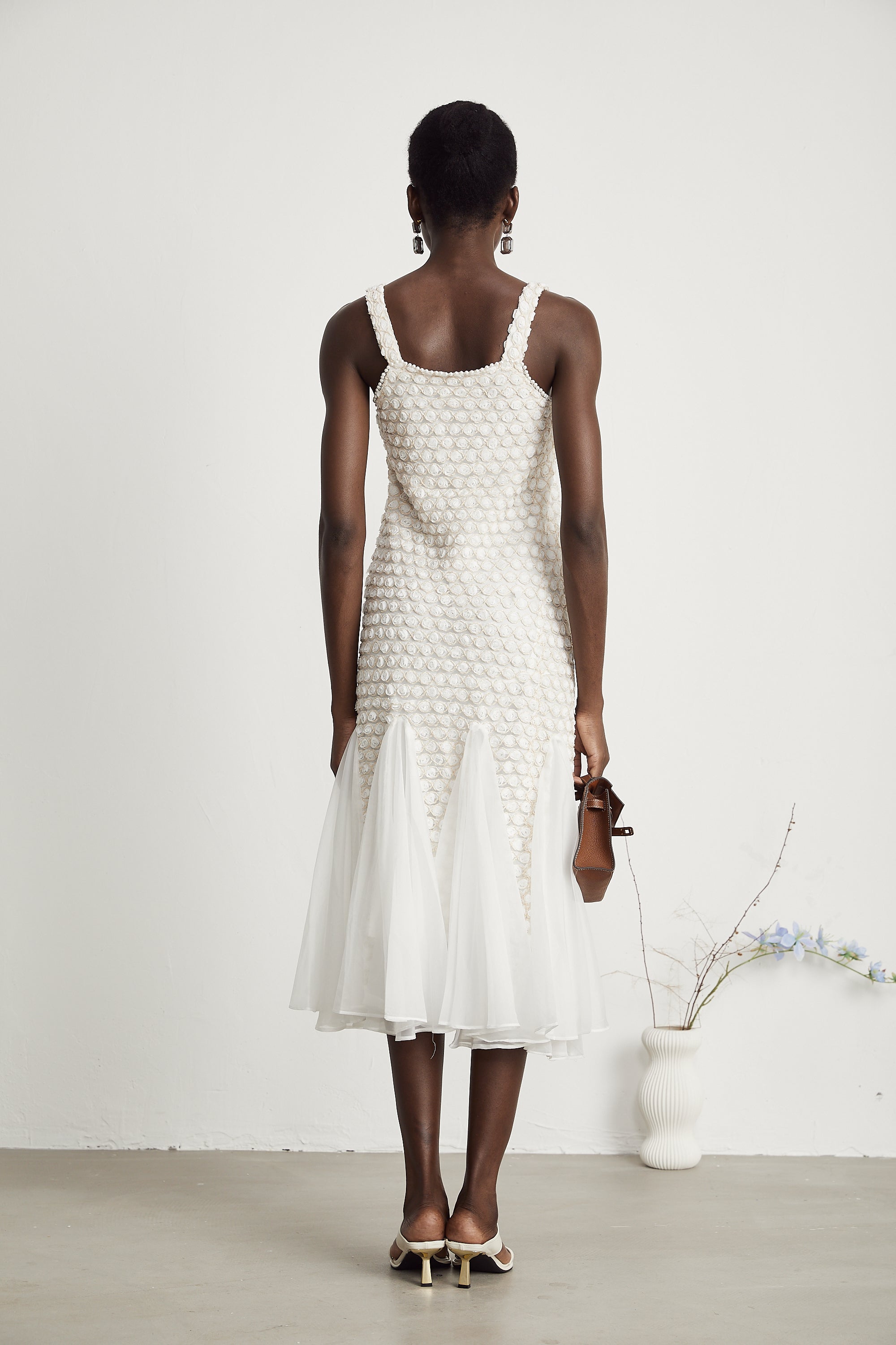 Isabeau tül midi elbise