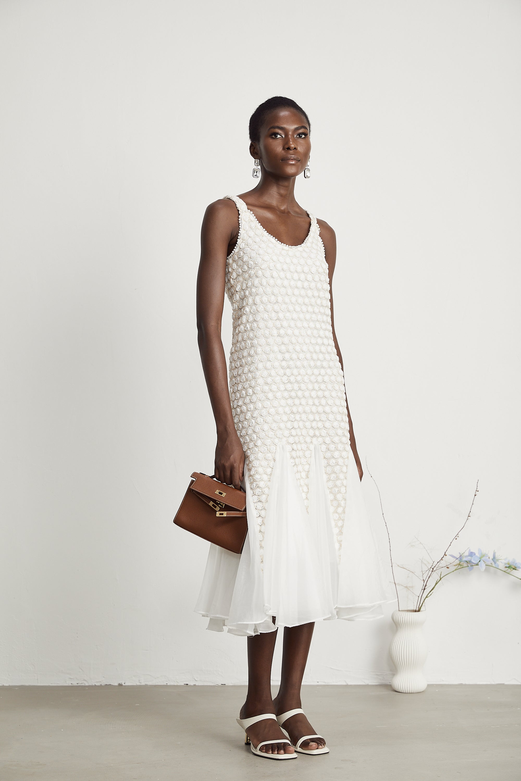 Isabeau tül midi elbise