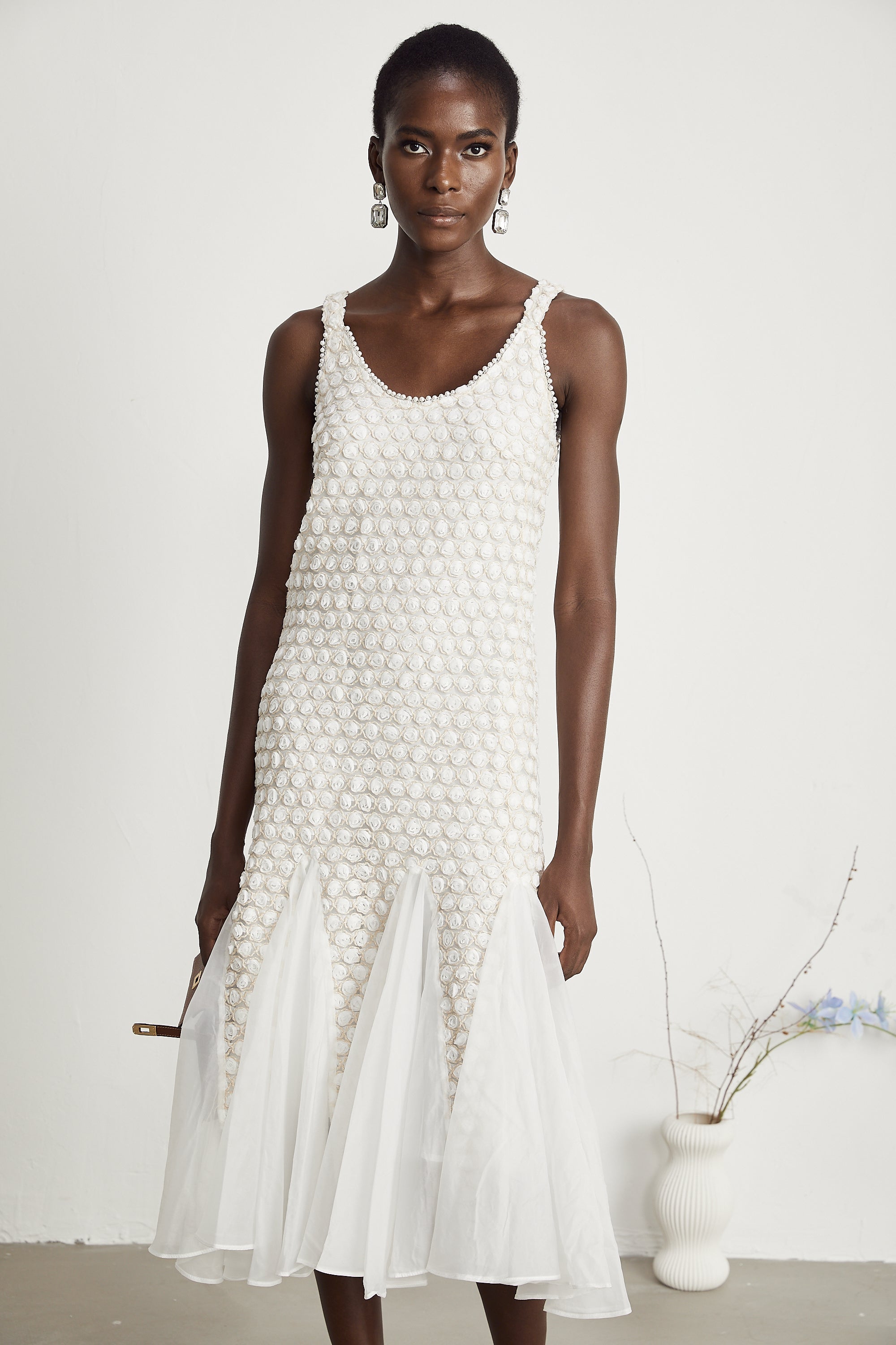 Isabeau tül midi elbise