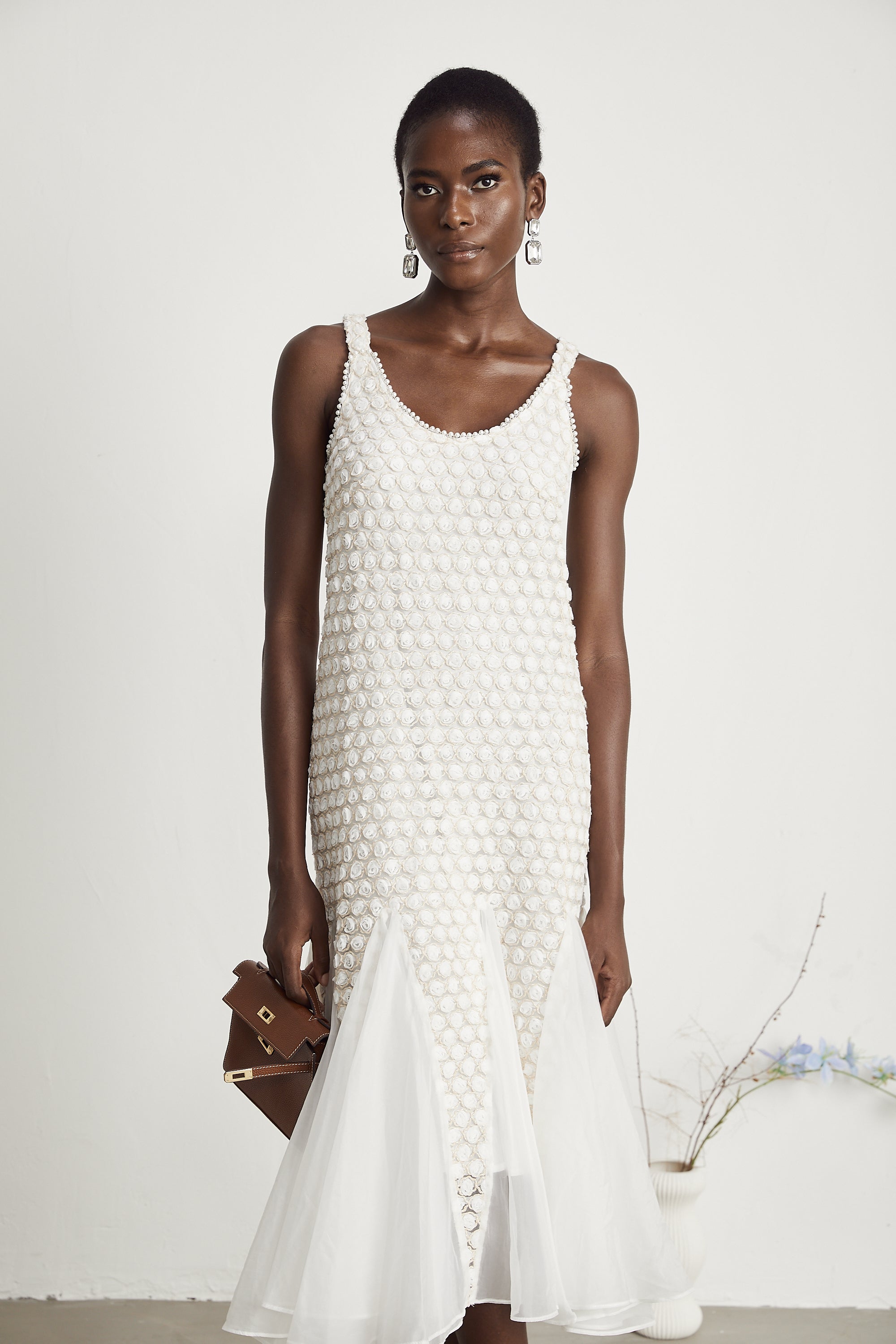 Isabeau tül midi elbise