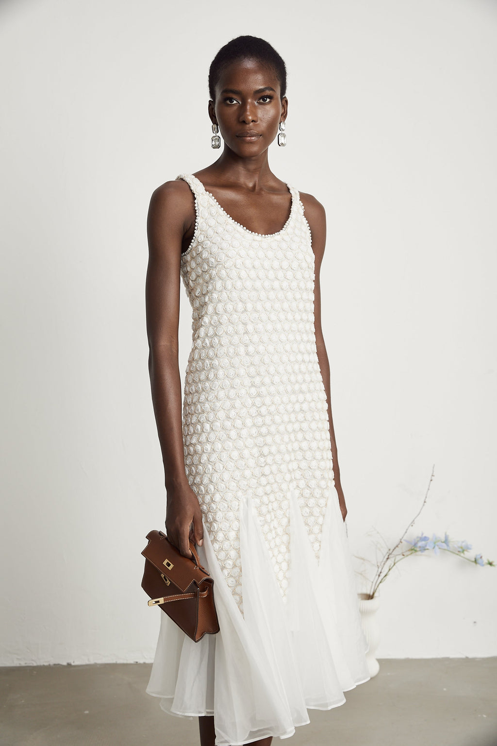 Isabeau tül midi elbise