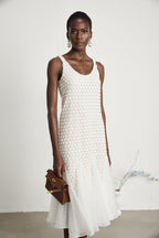 Isabeau tül midi elbise