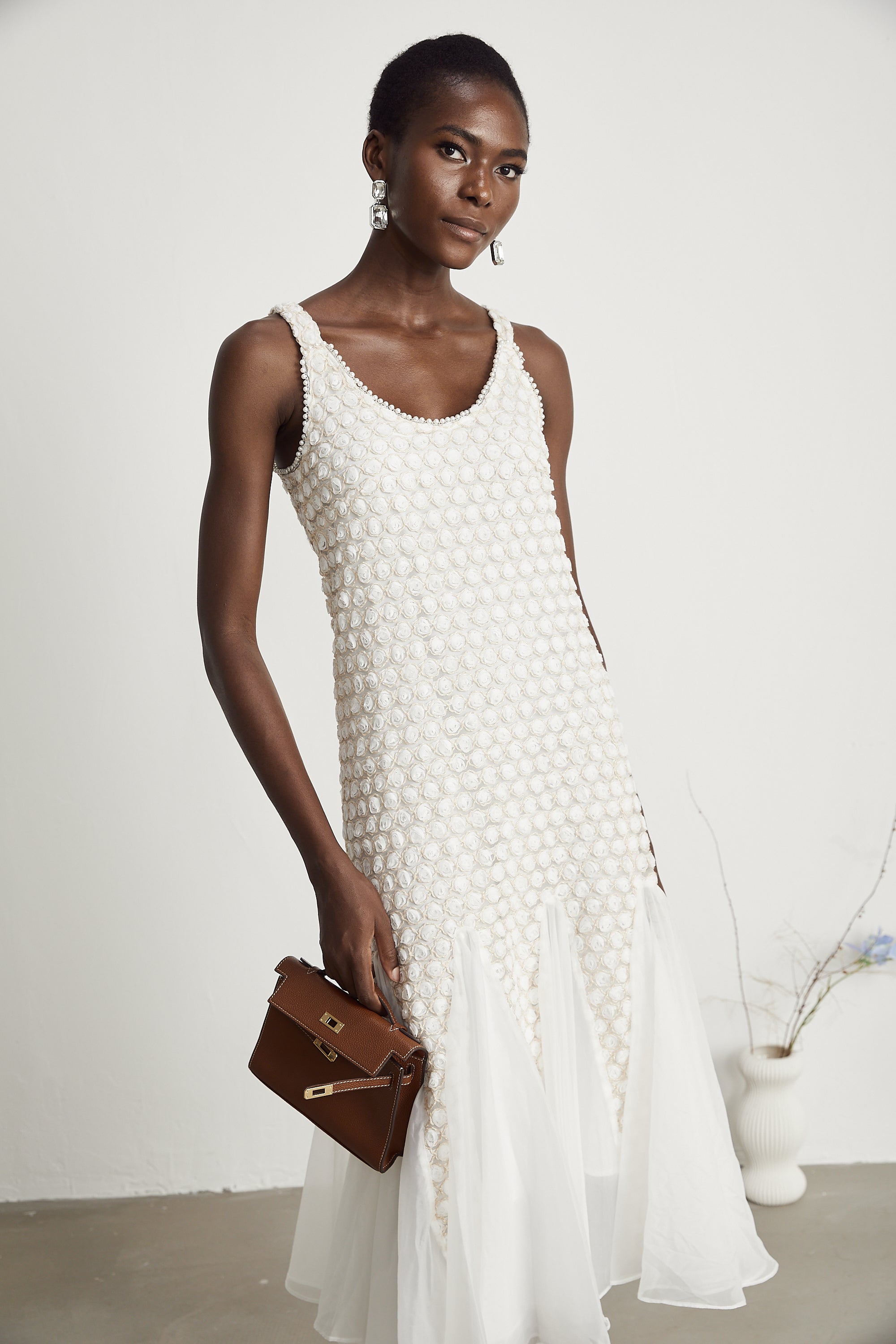 Isabeau tül midi elbise