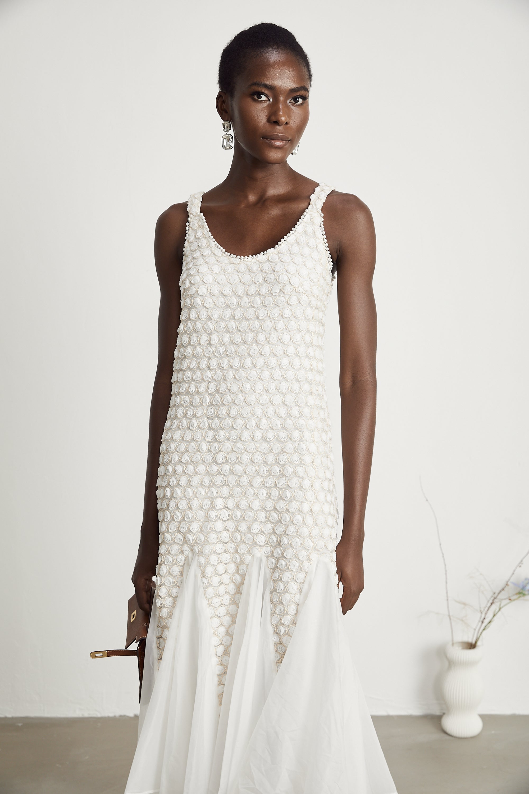 Isabeau tül midi elbise