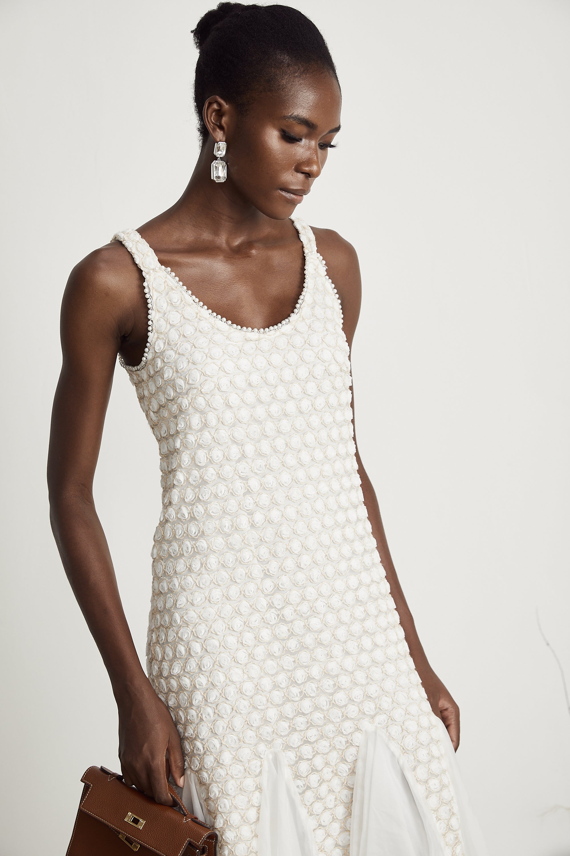 Isabeau tül midi elbise