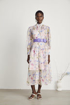 Lili çiçek midi elbise