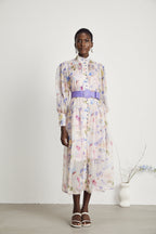 Lili çiçek midi elbise