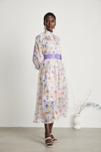 Lili çiçek midi elbise