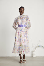 Lili çiçek midi elbise